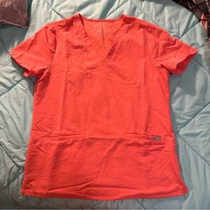Hot Coral Figs 1 pocket scrub top